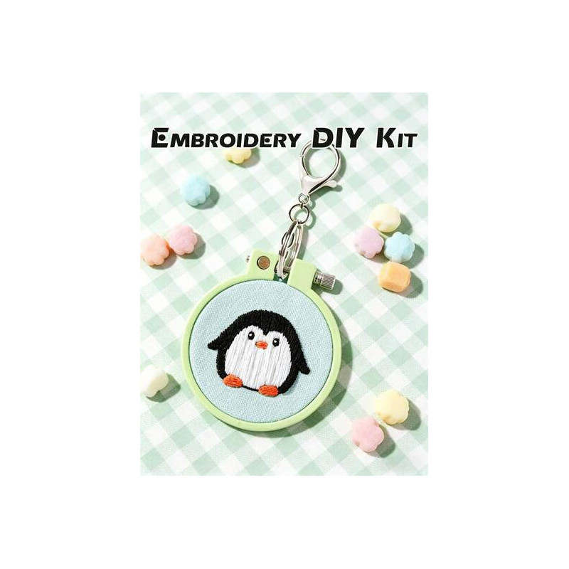 Kit broderie porte-clés — petit pingouin