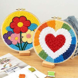 Kit punch needle — fleur de cœur (20 × 20 cm)
