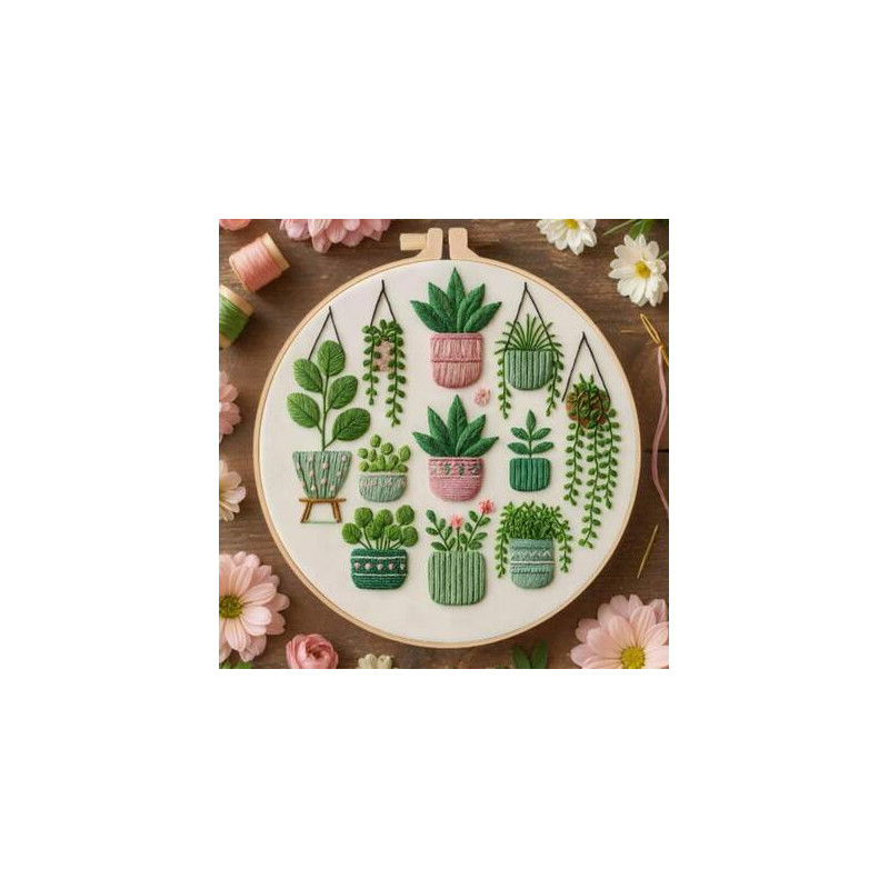 Kit broderie — plante en pot