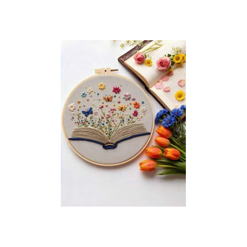 Kit broderie — livre fleuri