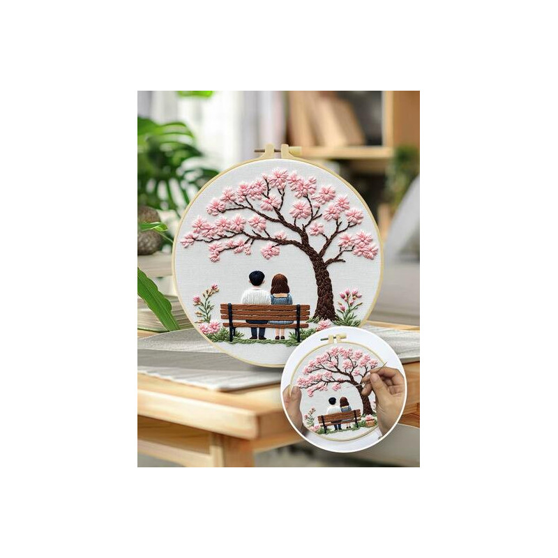 Kit broderie — couple sous les cerisiers
