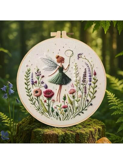 Kit broderie — Fée dans les fleurs sauvages | Coutureo