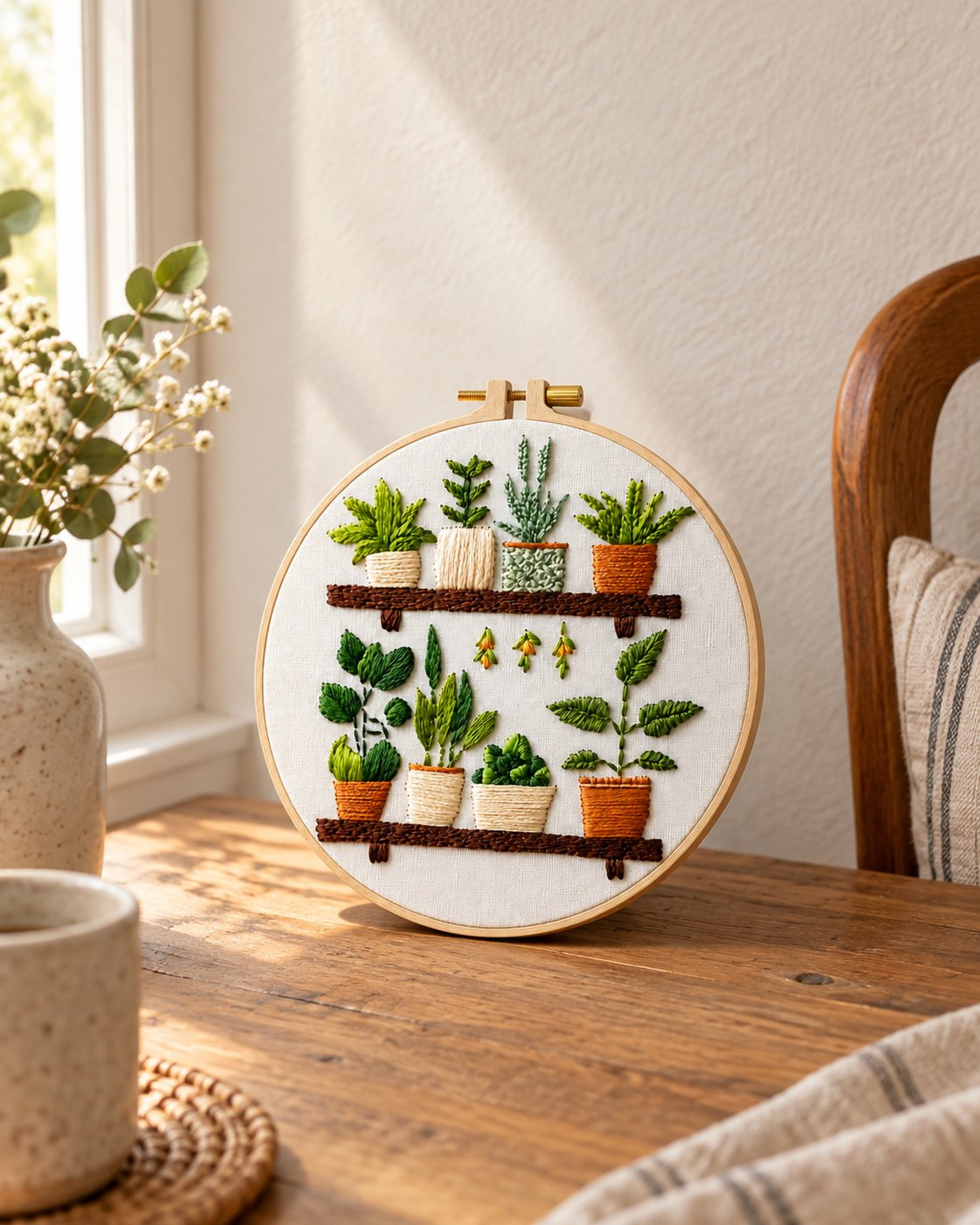 Kit broderie — Étagère de plantes en pot