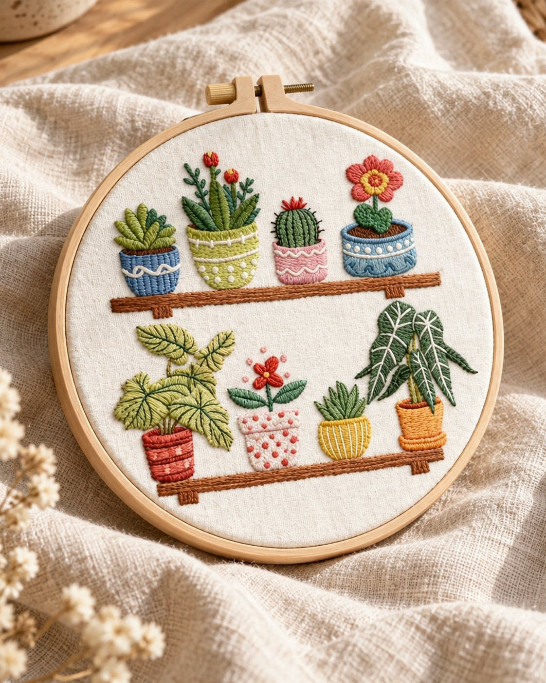 Kit broderie — Jardin de plantes en pot