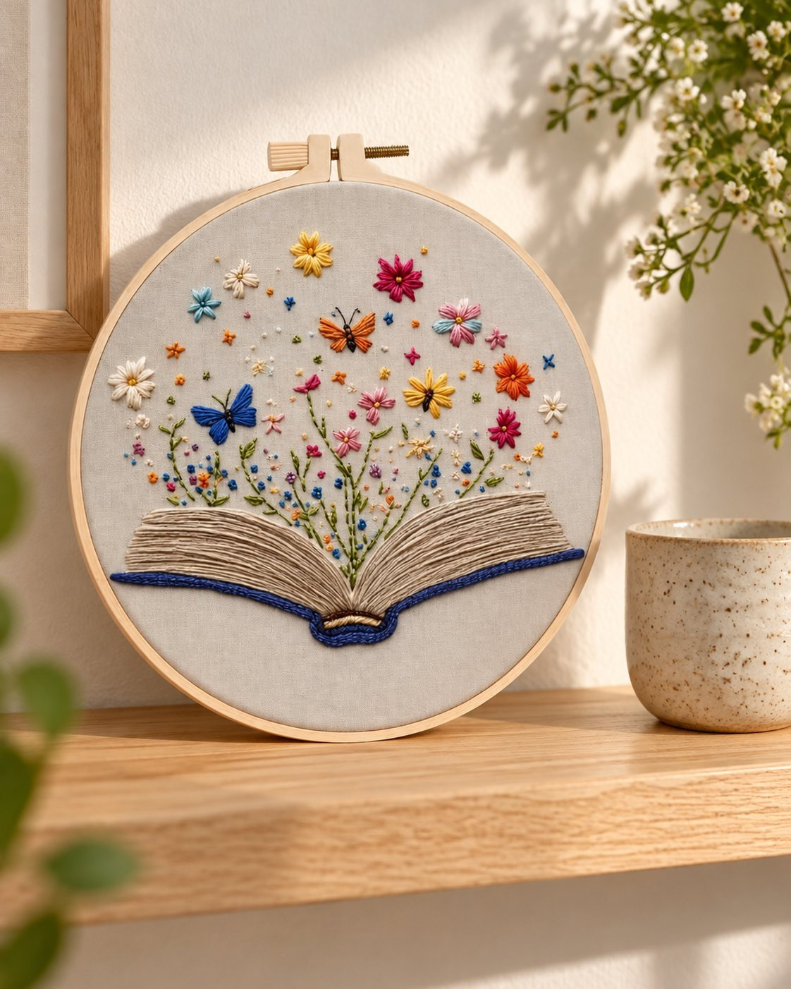 Kit broderie — Livre ouvert et fleurs sauvages