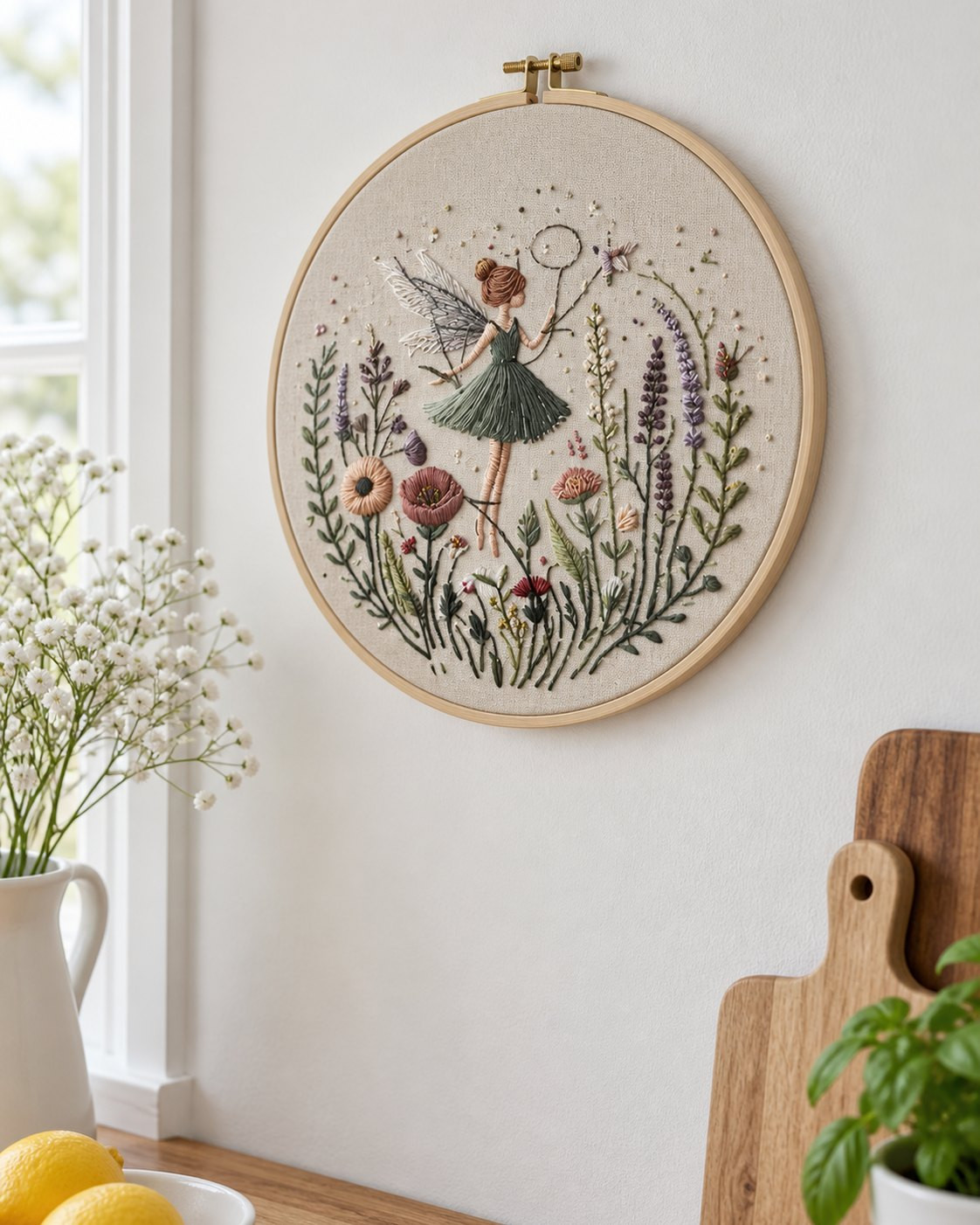 Kit broderie — Fée dans les fleurs sauvages