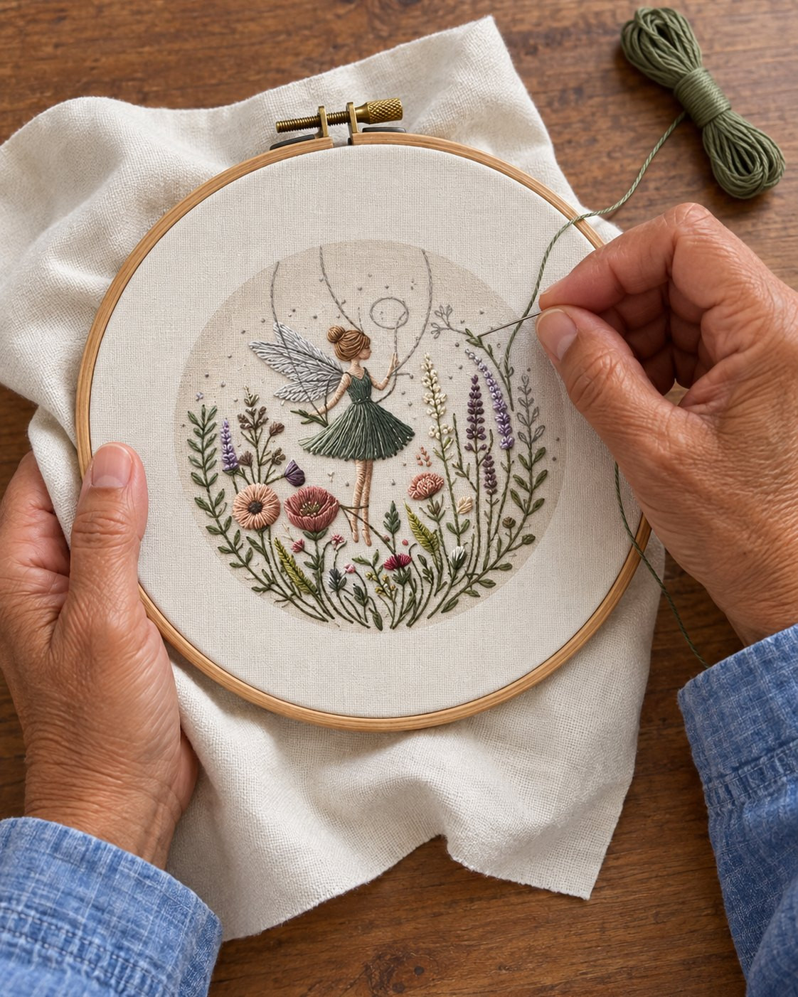 Kit broderie — Fée dans les fleurs sauvages