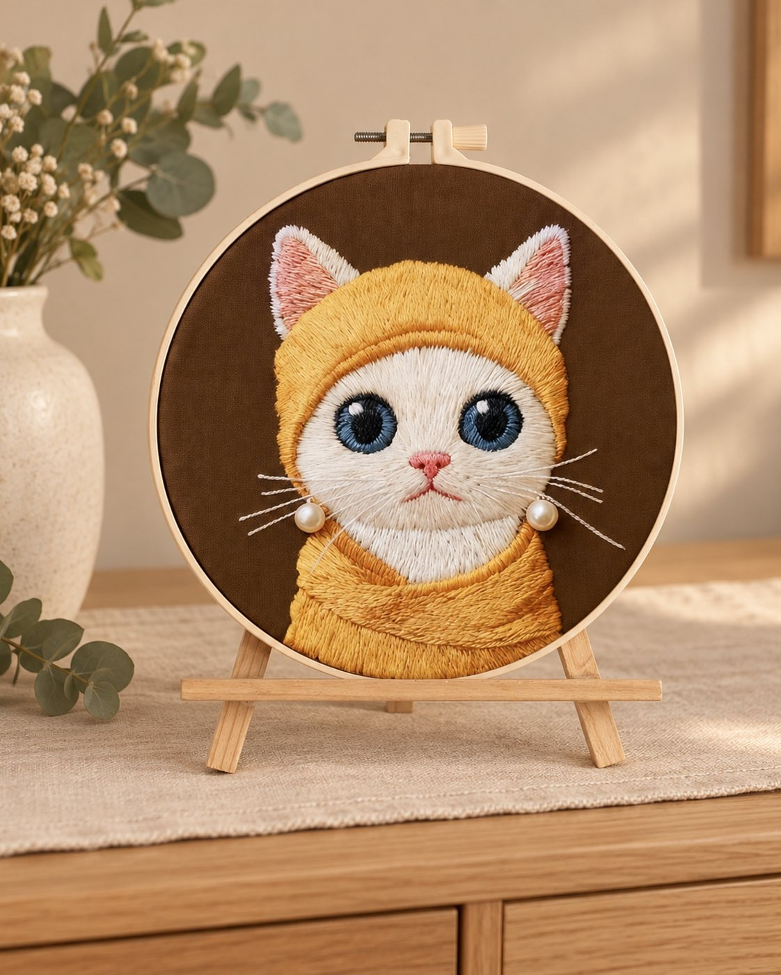 Kit broderie — Portrait de chat roux | Coutureo