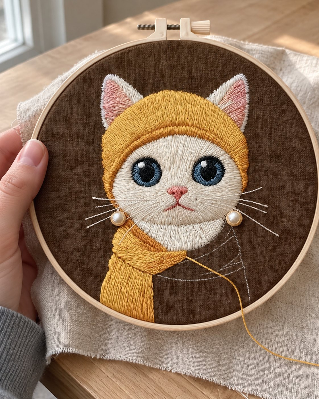 Kit broderie — Portrait de chat roux