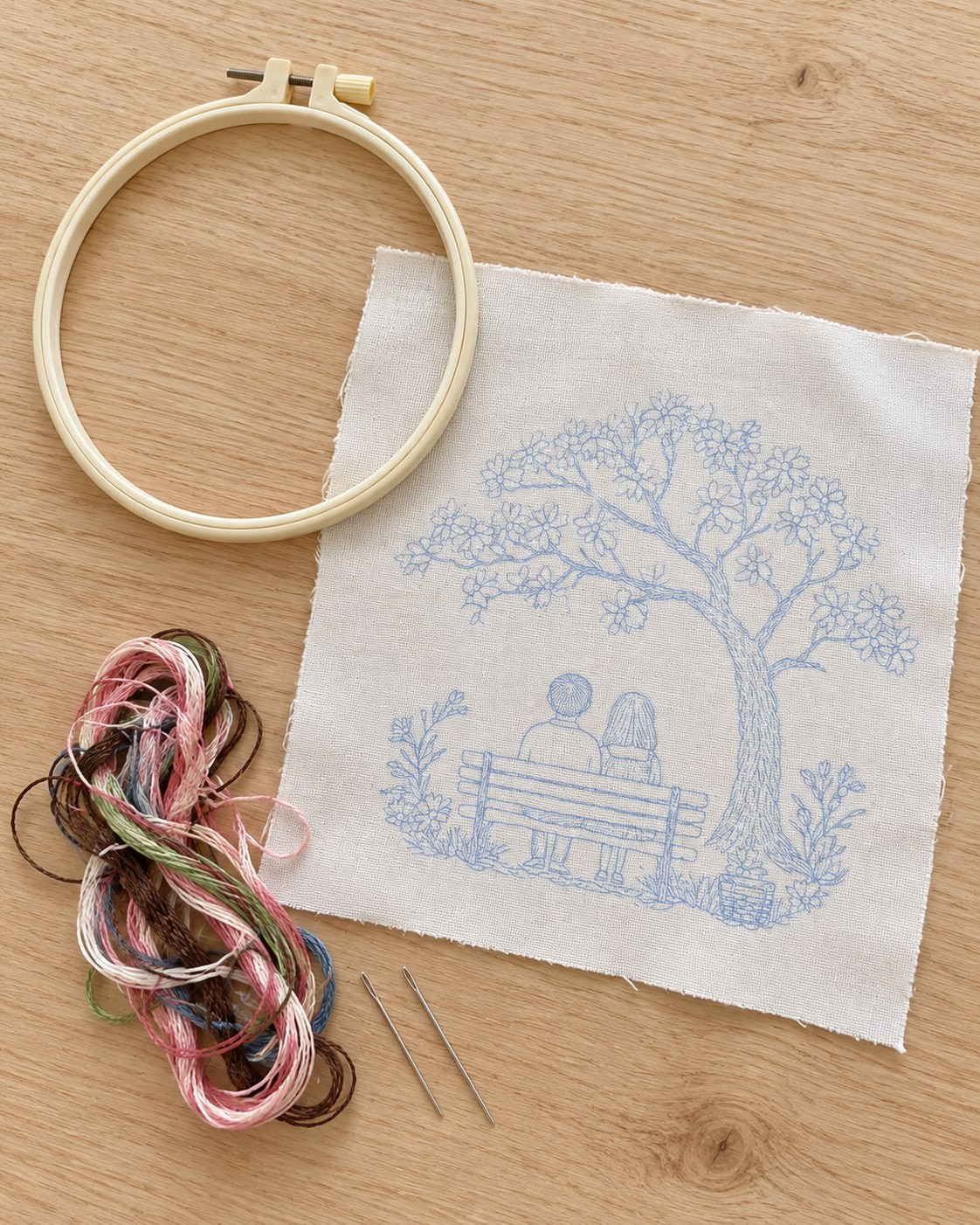 Kit broderie — Couple sous les cerisiers