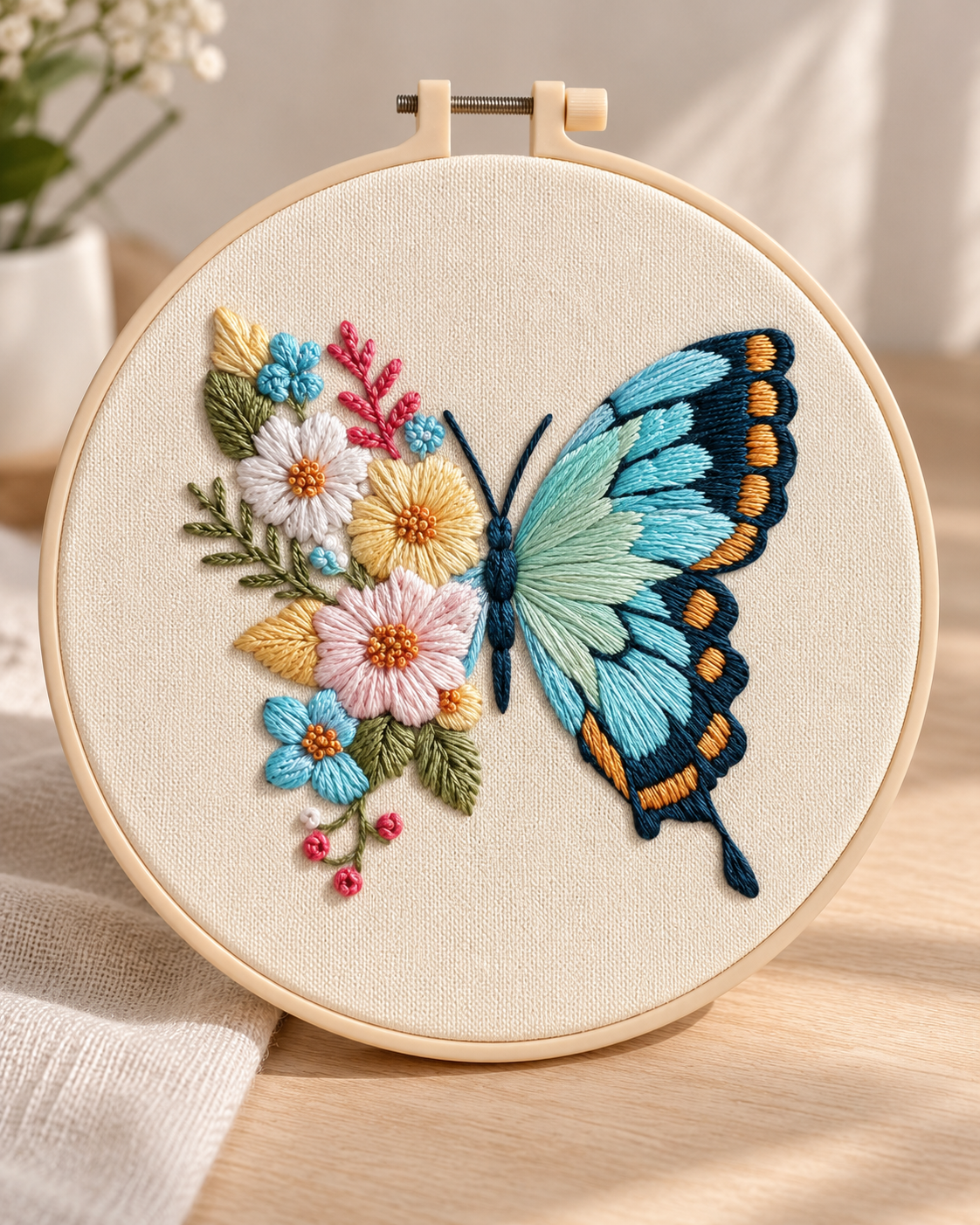 Kit point de croix — Papillon et fleurs | Coutureo