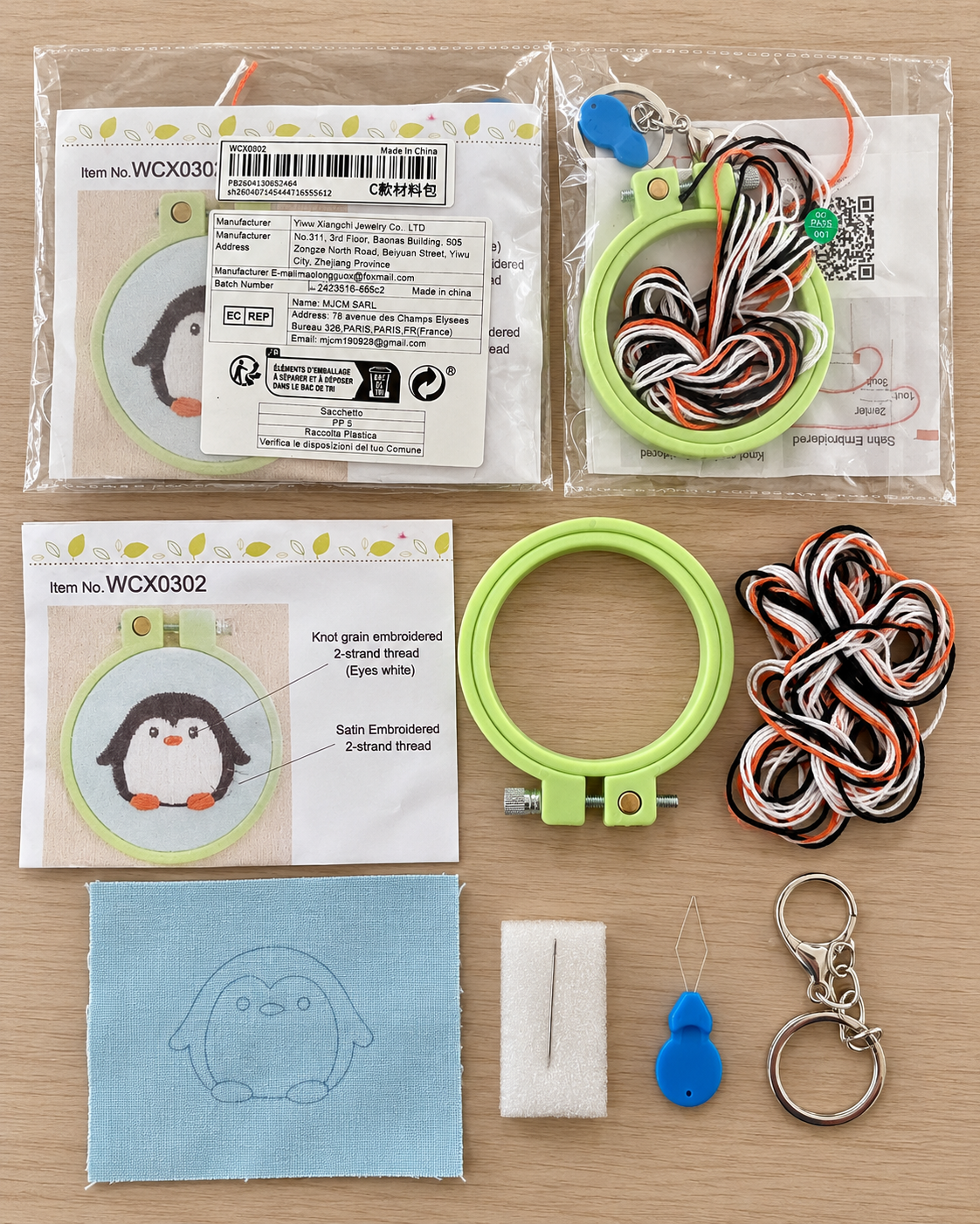Kit porte-clés à broder — Petit pingouin