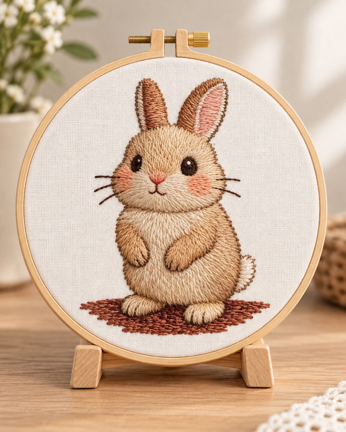 Kit broderie — Lapin et fleurs | Coutureo