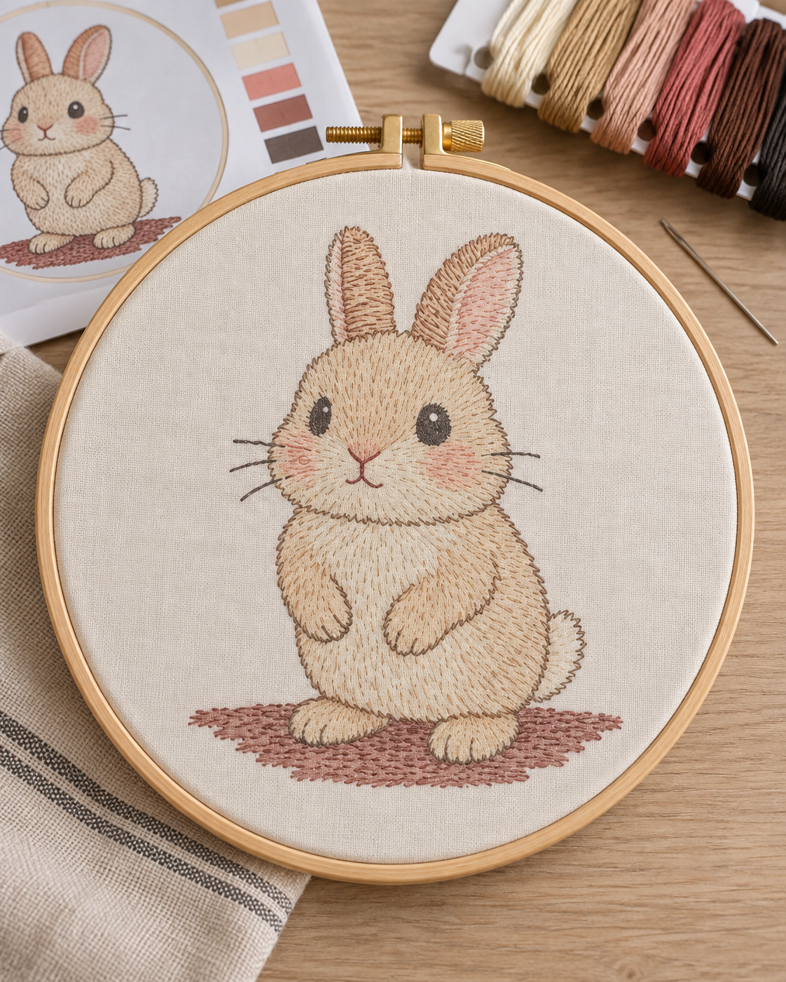 Kit broderie — Lapin et fleurs