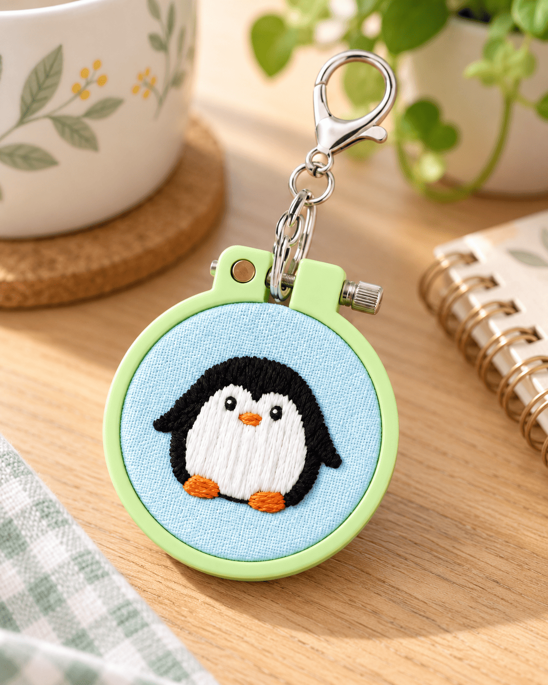 Kit porte-clés à broder — Petit pingouin | Coutureo