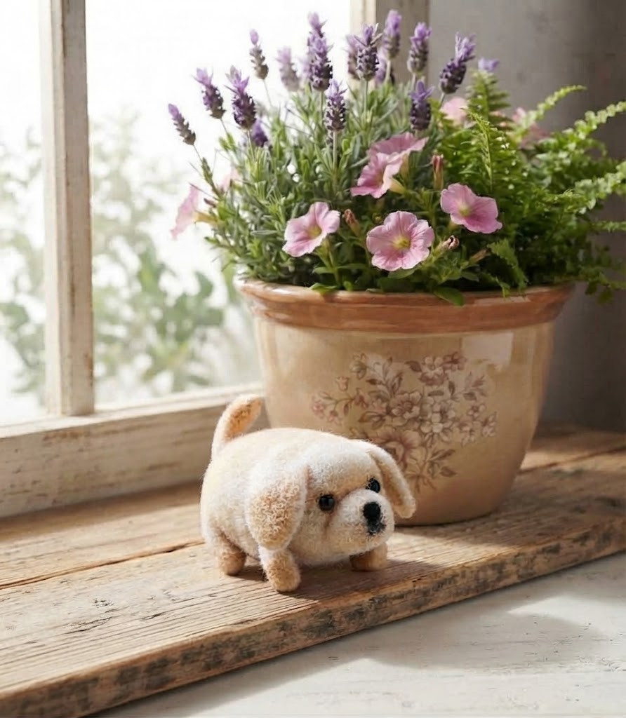 Kit feutrage B30 — chien beige terminé