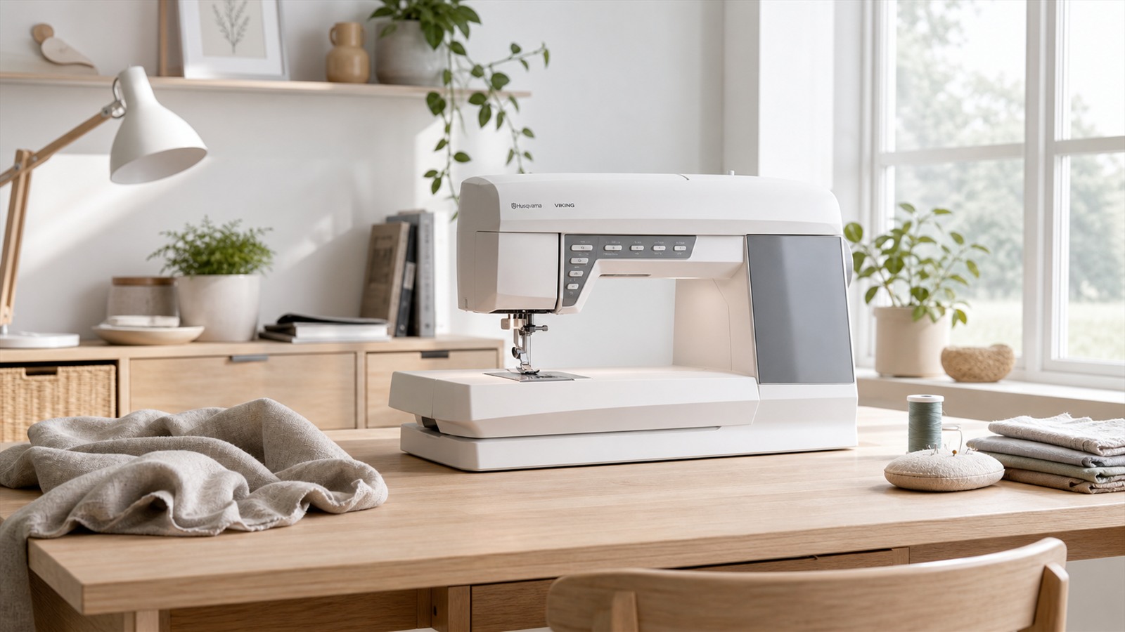 Machine à coudre Husqvarna Viking dans atelier nordique